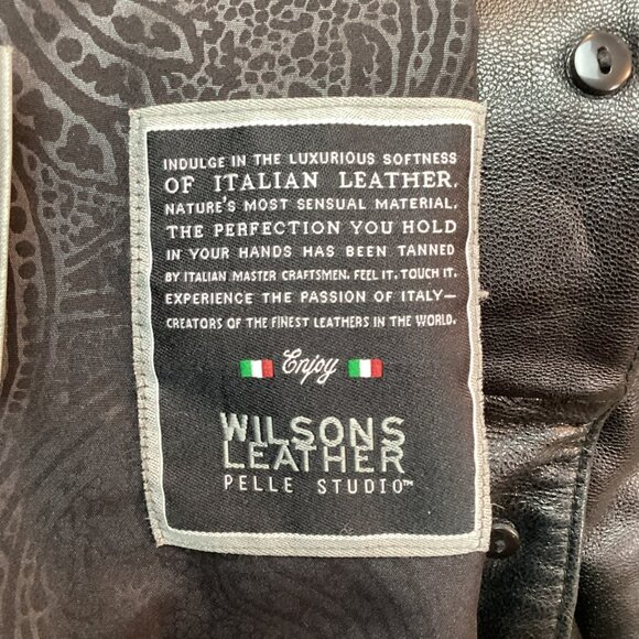 Wilsons Leather Pelle Studio Womens Medium Long Italian Leather Trench Coat Blac - Picture 11 of 13